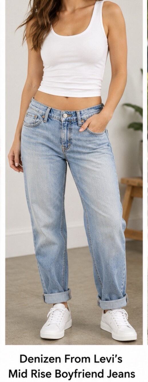 Denizen Levi’s Mid Rise Boyfriend Jeans Womens 29x34 Light Wash